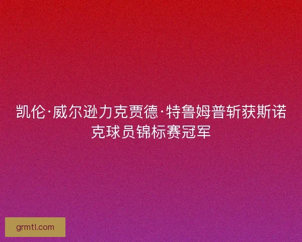 凯伦·威尔逊力克贾德·特鲁姆普斩获斯诺克球员锦标赛冠军